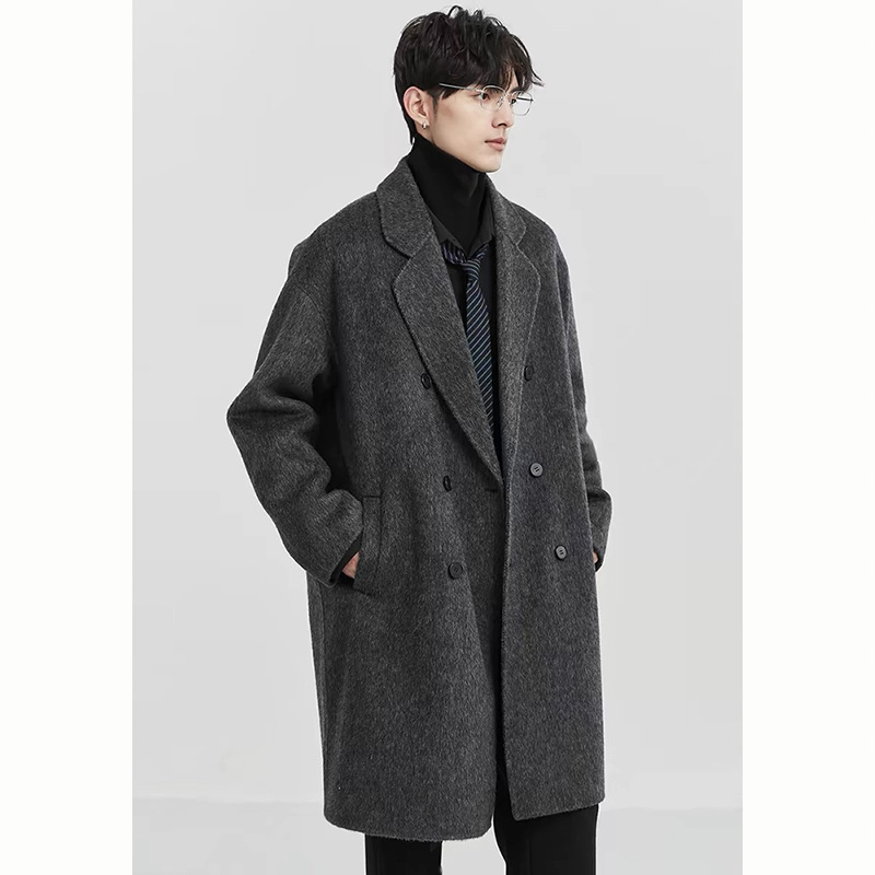 Authentic Classic Double-Sided Wool Coat, Long Style, Blended High-Quality Camel Wool, Thickened Fabric, Wool Coat for Men