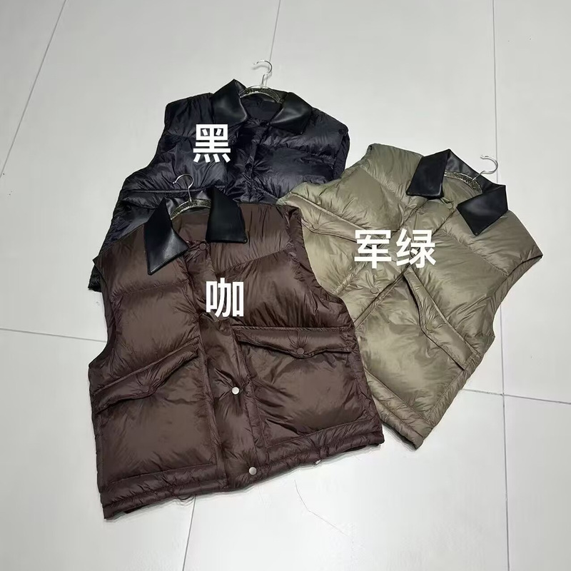 90% White Duck down Vest, High-End Puff down Vest with Small Lapel, Women's Retro Leather Collar down Vest Jacket 90% White Duck down Vest, High-End Puff down Vest with Small Lapel, Women's Retro Leather Collar down Vest Jacket