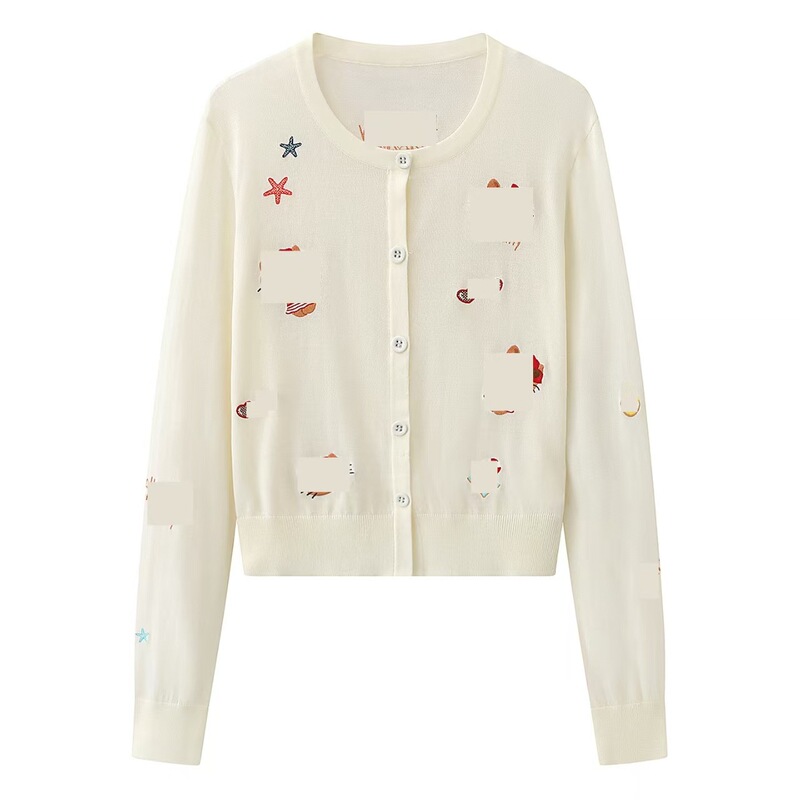 In Stock 2026 Summer New Designer Style Sweet Cartoon Letter Embroidery Knitted Cardigan Rk32801099