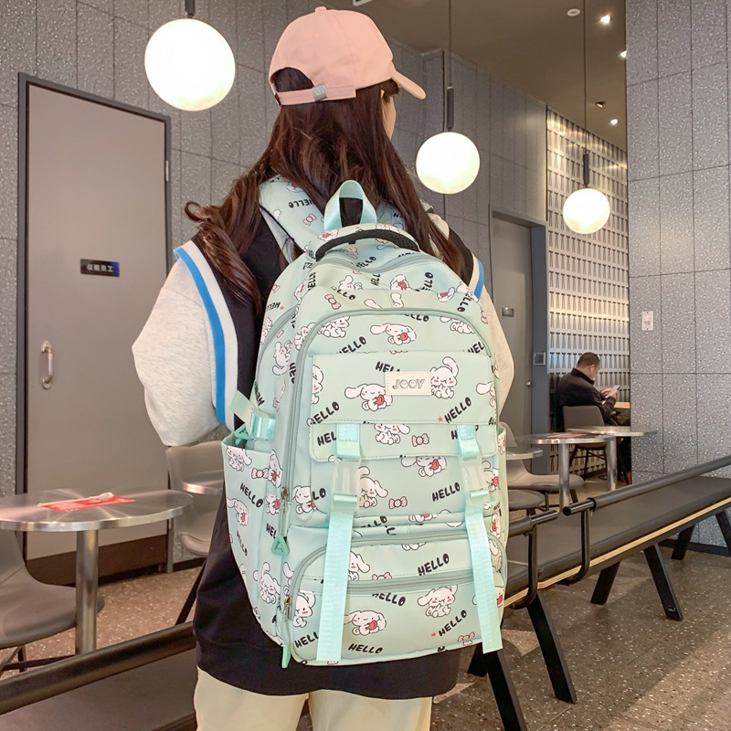 Japón lindos perros de orejas grandes inns corazón de niña impresión de dibujos animados de gran capacidad suave niña escolar mochila de hombro