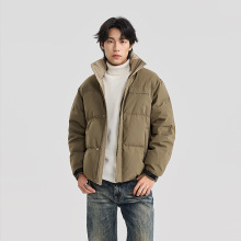 立领羽绒服男女冬季短款刺绣防寒面包服加厚保暖