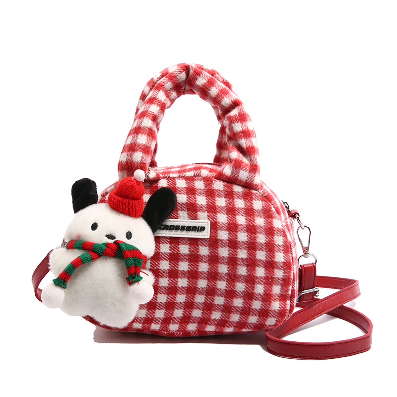 2024 nuevo nicho de otoño y invierno bolsos de mujer dulce bolsos de hombro frescos bolsos de mano bolsos de peluche de Navidad lindos