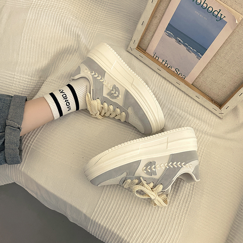 Casual Shoes Women's Platform Trainers Versatile White Sneakers_voghion.com