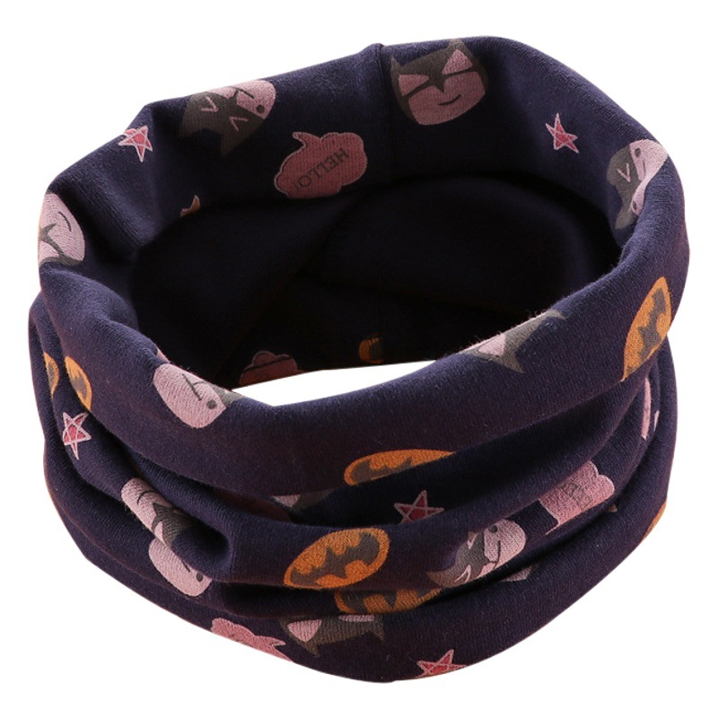 Cross-border New Children's Cartoon Scarf Plus Size Korean Printed Windproof Warm Neck Set Spring and Autumn Children's Scarf