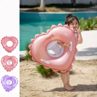 现货水拓 ins韩版爱心游泳圈儿童座圈婴幼儿坐圈腋下圈粉色救生圈