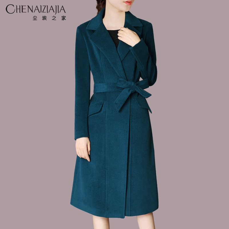 2024秋冬季新款外套气质修身时尚中长款羊毛妮子女装大衣H03