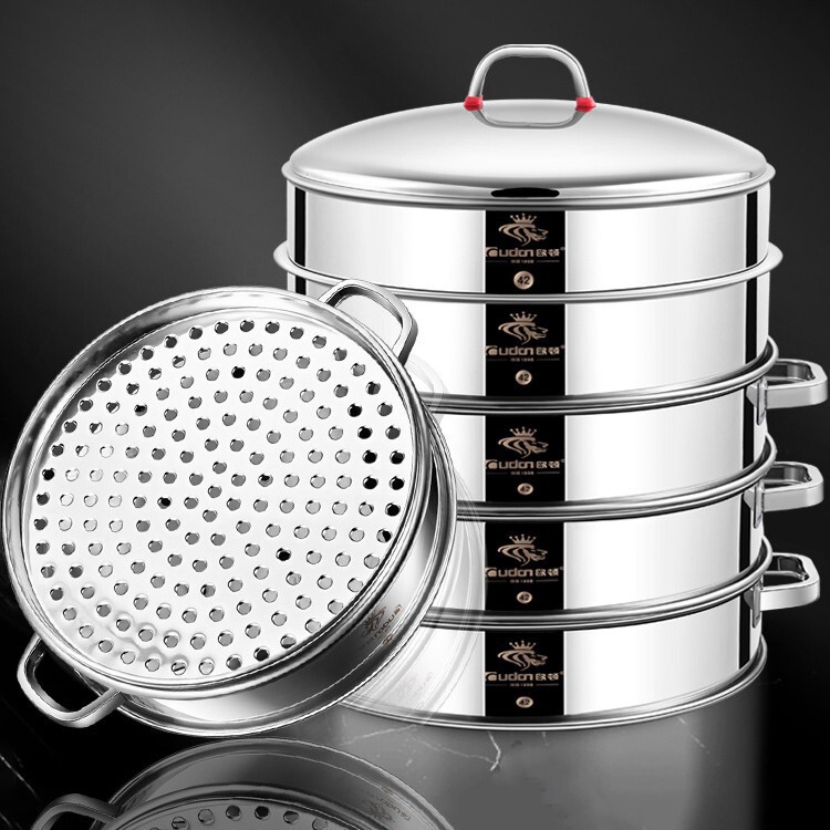 Oton Steamer Stainless Steel Commercial Household Steaming Grids Large Steaming Tray Steamed Buns Large Capacity Steamer Multi-Layer Extra Large Steamer