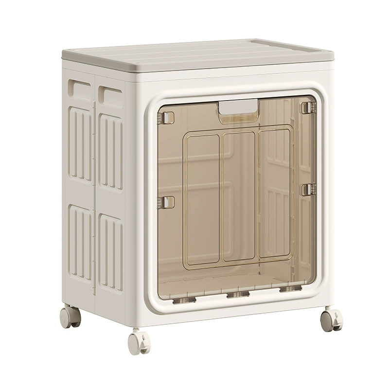 Foldable Storage Box, 56×38×66.5 cm, Single or Double Door, Solid or Transparent