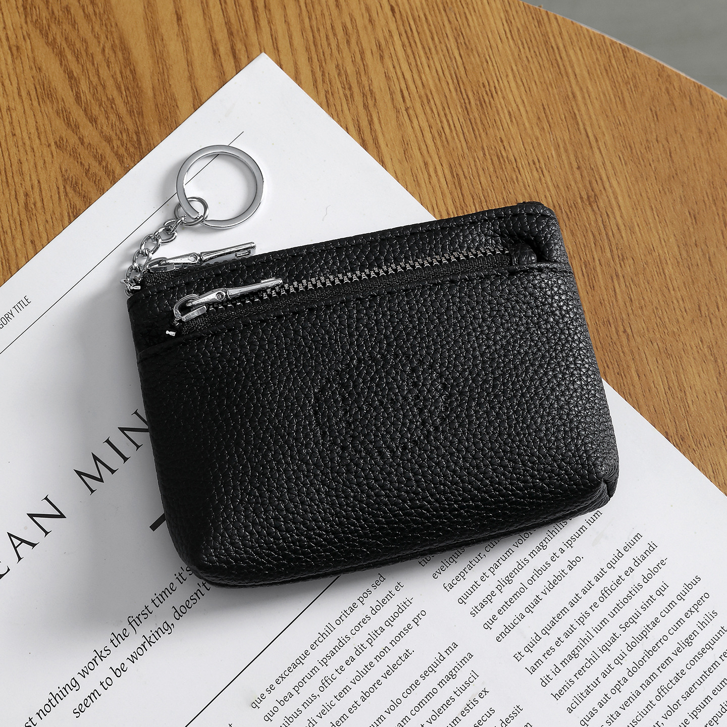 Nueva bolsa de cambio de cuero suave para mujeres, cuero suave de alta calidad, doble cremallera, llave de gran capacidad, bolsa pequeña para mujeres