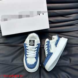 原标广州货欧洲站新款头层牛皮系带厚底面包休闲板鞋男鞋