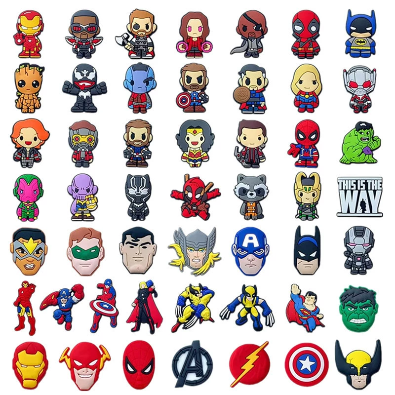 Amazon Marvel Герой Супермен мультфильм Marvel пещера обувь аксессуары обувь цветочная обувь пряжка мягкая резиновая декоративная пряжка оптом