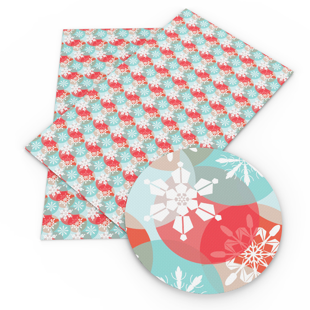 クリスマス雪花模様の薄いポリエステル綿や四面弾ニット生地のプリント生地手作りdiyシャツスカート服装生地