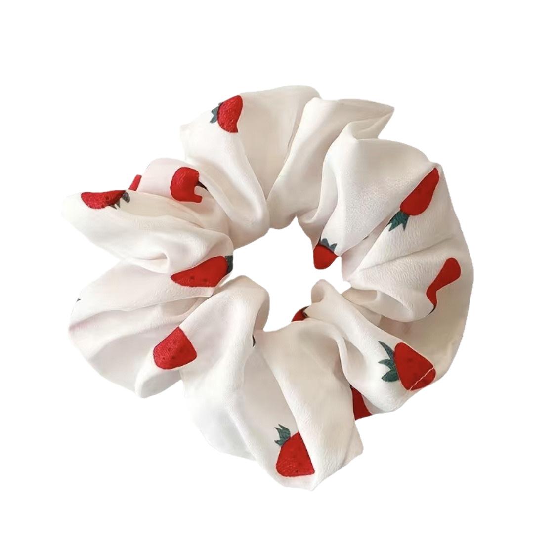 Chiffon retro verano red fresa intestino grueso anillo de cabello sen cuerda de cabello grasa intestino flores cuero cabello adornamiento al por mayor