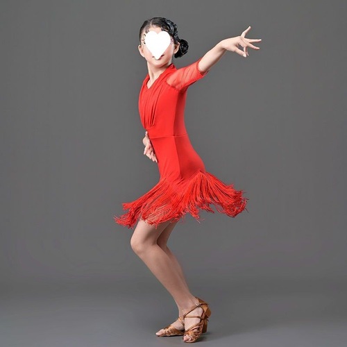拉丁舞专业比赛服拉丁舞裙服装女儿童少儿拉丁赛服新款连衣裙批发