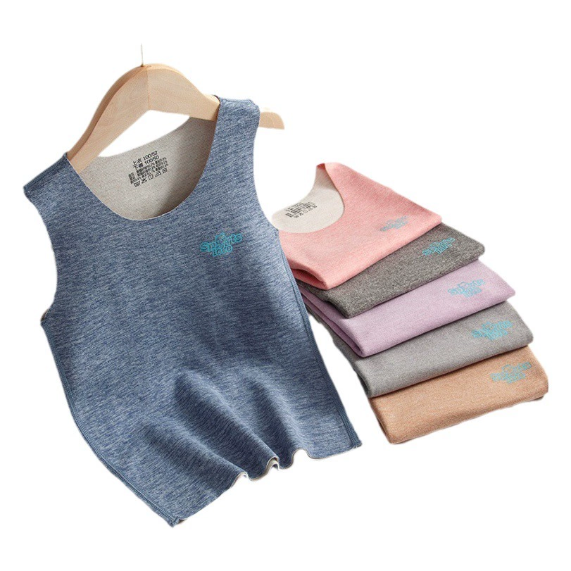 Детский теплый жилет из шелковой шерсти, бесшовный немецкий осенне-зимний низ для мальчиков и девочек 2023 новый бархатный шлифовальный жилет