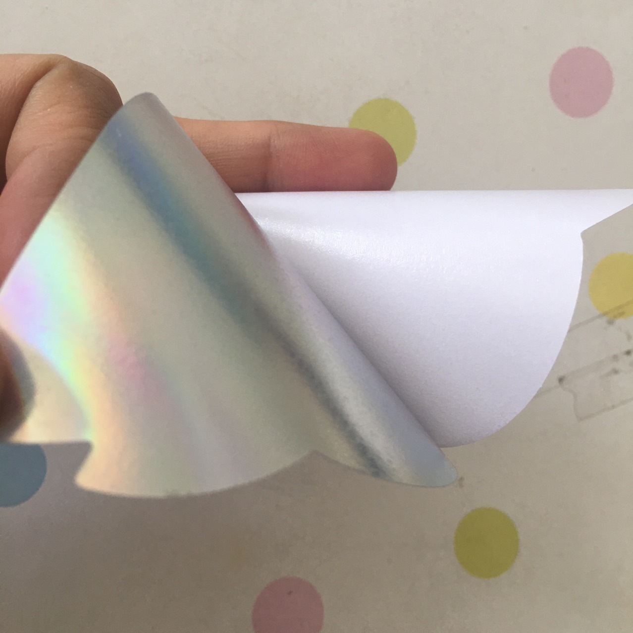 幻彩镭射不干胶 卡通七彩贴纸 镭射膜花纹不干胶贴纸