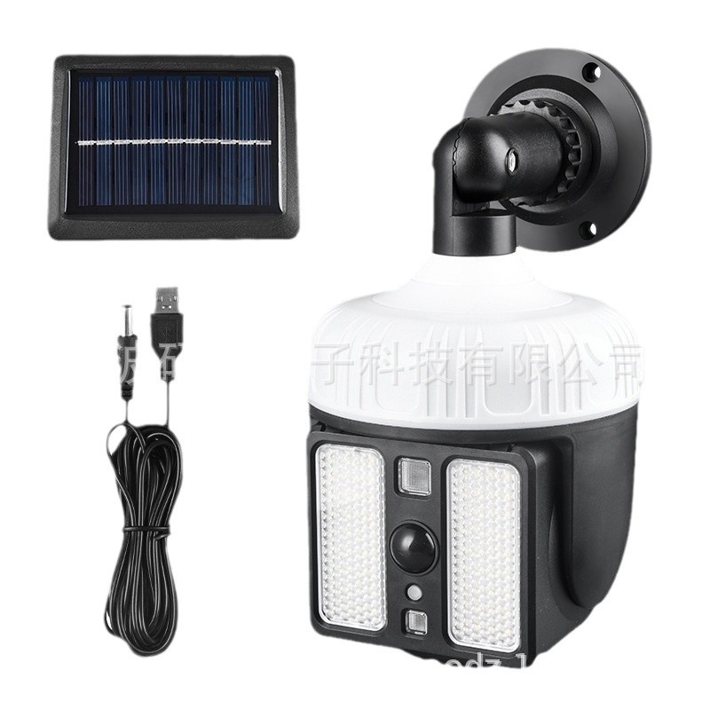 (2개) 국경 간 새로운 시뮬레이션 모니터링 가짜 카메라 태양 인체 유도 램프 안뜰 벽 램프 정원 탐사 가로등