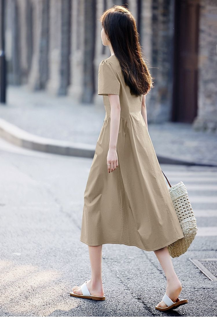 Đầm maxi nữ cotton thắt eo mùa hè 2026 dáng dài — Xanh da trờicolor, màu xanh đậu, màu tím chi tiết 10