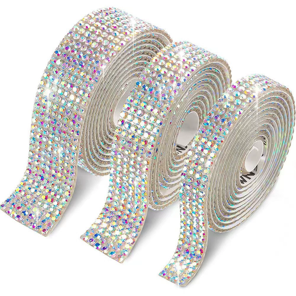 Rhinestone Self-Adhesive Strips, 50 cm Decorative Diamond Tape, multiple row options
