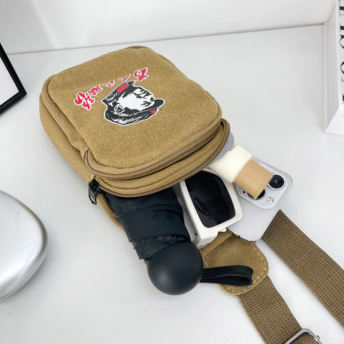 New Casual Men's Small Chest Bag Retro Canvas Bag Sports Men's Bag Multifunctional Outdoor Crossbody Bag Retro Chest Bag