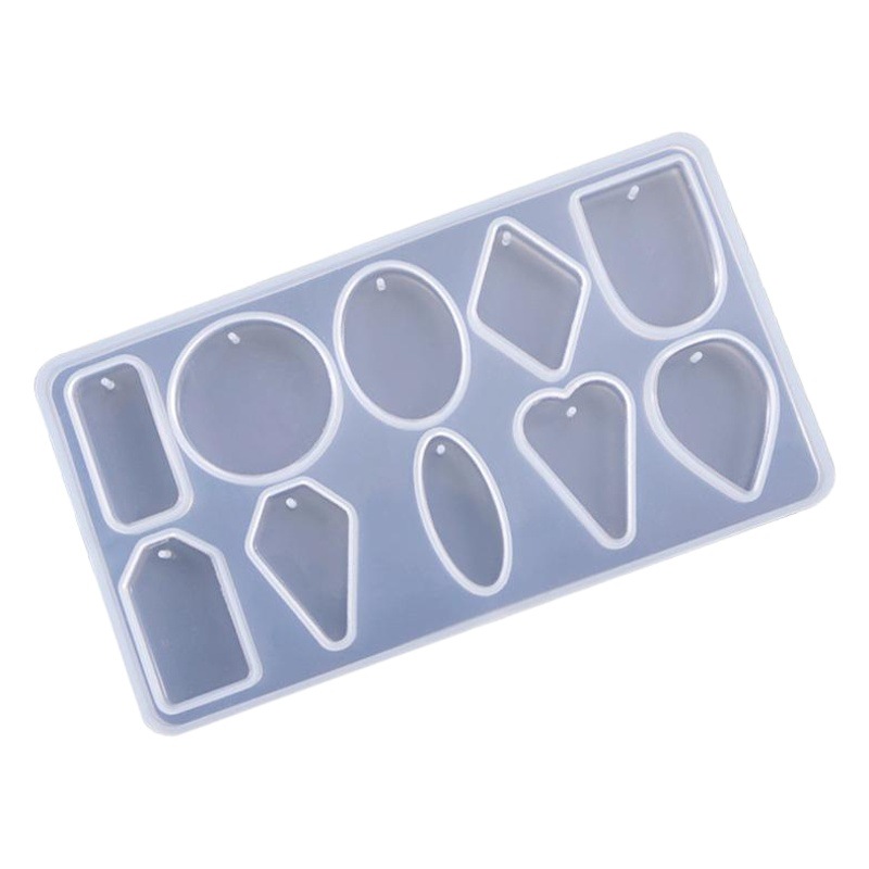 DIY cristal pegamento molde diez colgante con agujero colgante redondo amor rectángulo libre molienda molde de silicona