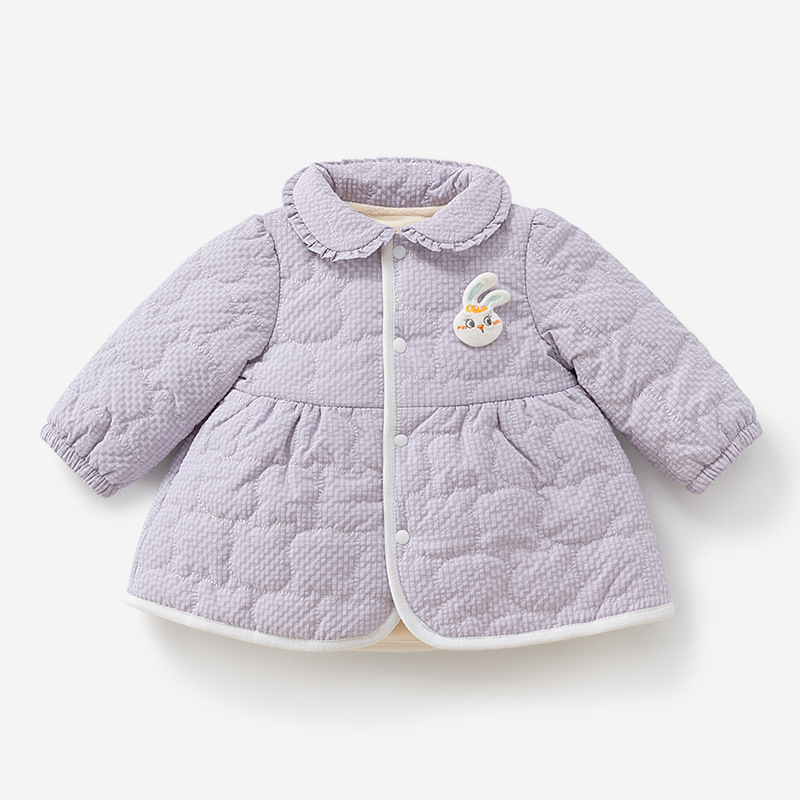 Abrigo de niñas Primavera, otoño e invierno Bebé forrado de vellón cálido acolchado engrosado cardigan estilo occidental abrigo de invierno ropa de bebé niñas