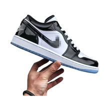 跨境外贸莆田鞋aj1低帮男女板鞋黑红脚趾闪电钩黑白熊猫男篮球鞋