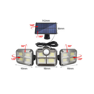 Solar Light,138Led Lights Wall Light Garden Light Outdoor Light Three-Head Light Spotlight Flood Light Solar Wall Lamp