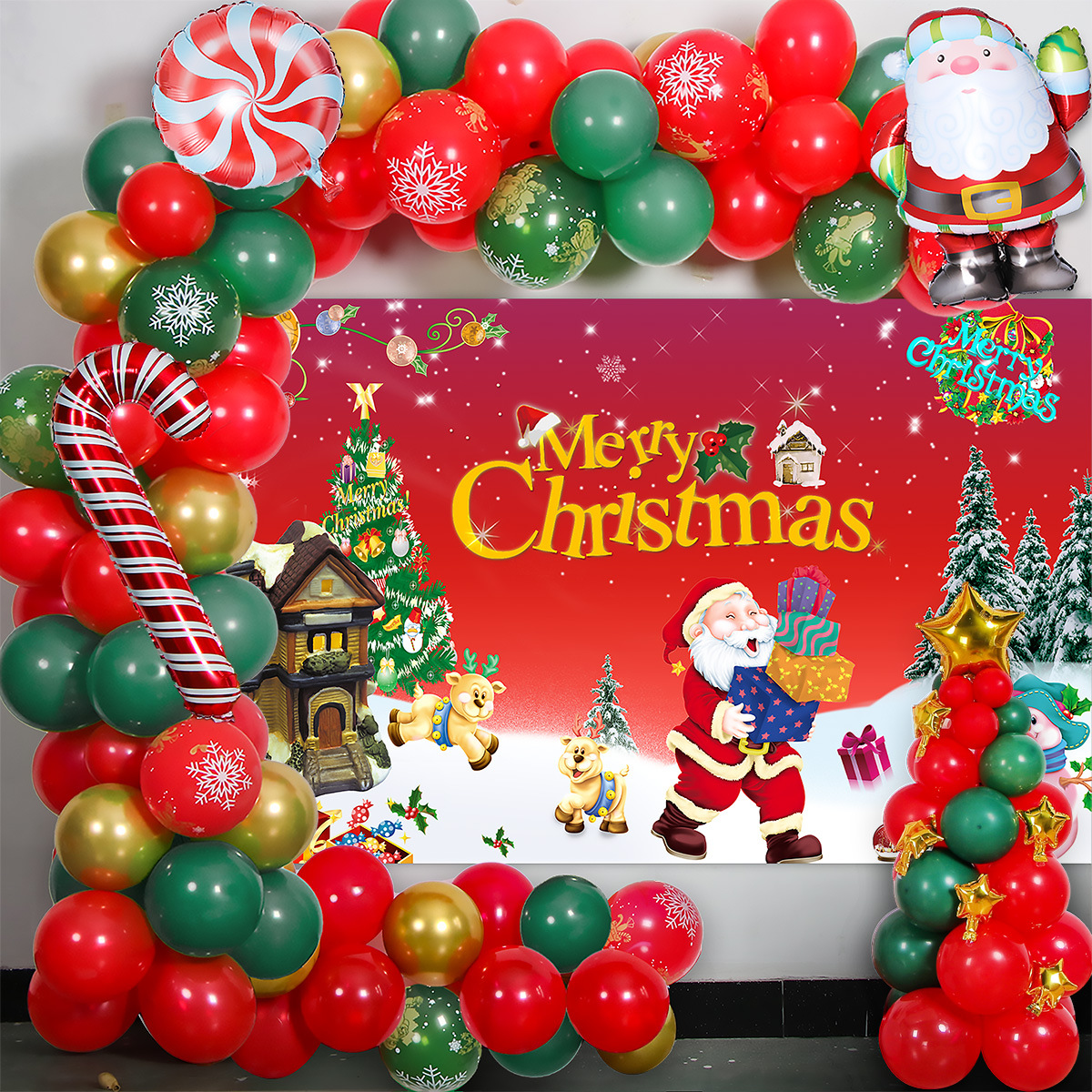 Globo decorativo globo de Navidad partido diseño escena a juego redondo de látex película de aluminio FIESTA DE Navidad globo