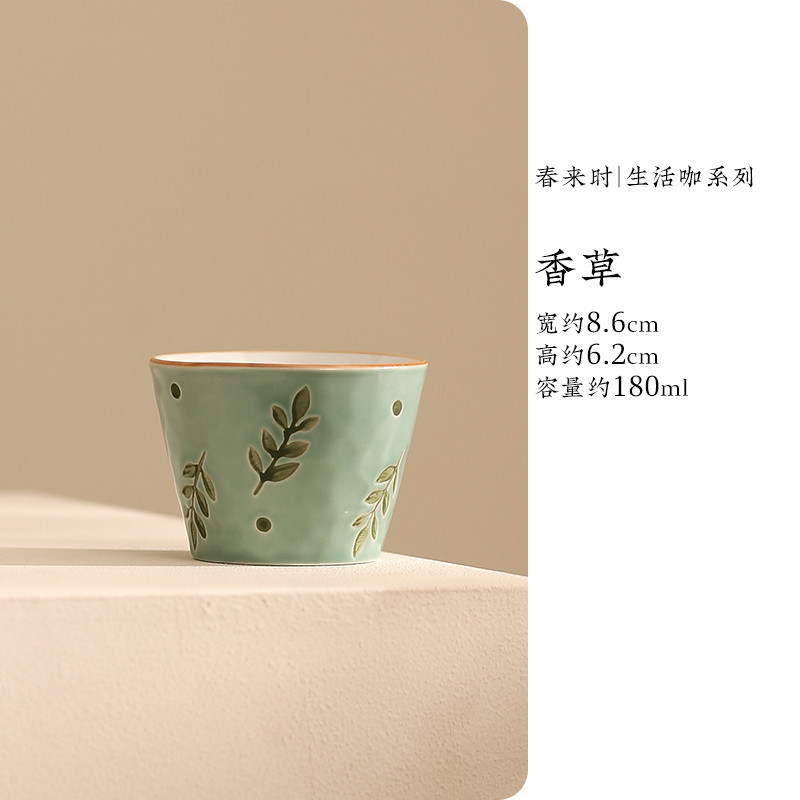 简约文艺手绘碎花陶瓷猪口杯冰激凌杯随手杯早餐杯穆斯林杯咖啡杯|undefined