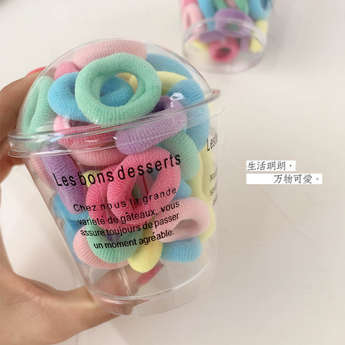 Seamless Hair Tie Ice Cream Color Towel Ring Rubber Band Children's Candy Color Small Hair Tie Hair Rope Rubber Band Hair Accessory