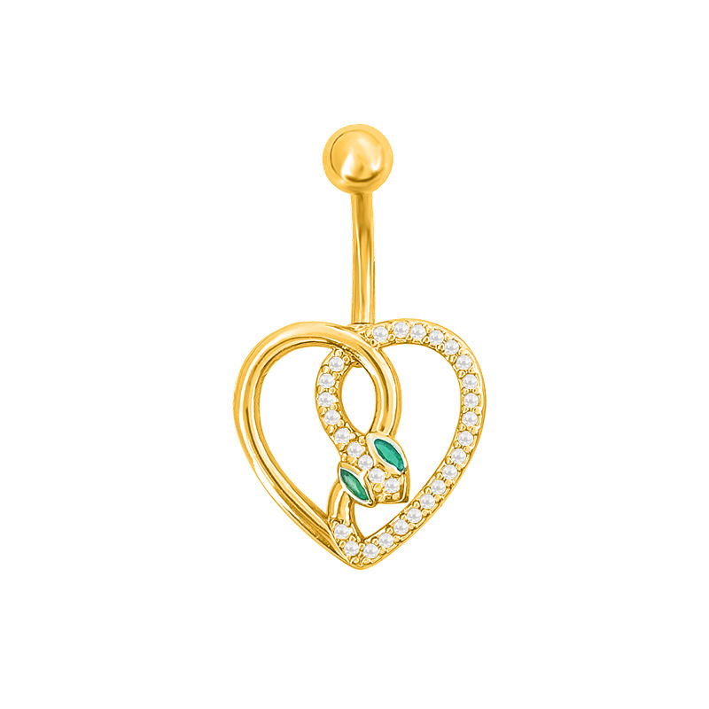 European American Sexy Heart-shaped And Snake-shaped Stainless Steel Rings, Cute Rabbit Inlaid With Zircon, Navel_voghion.com