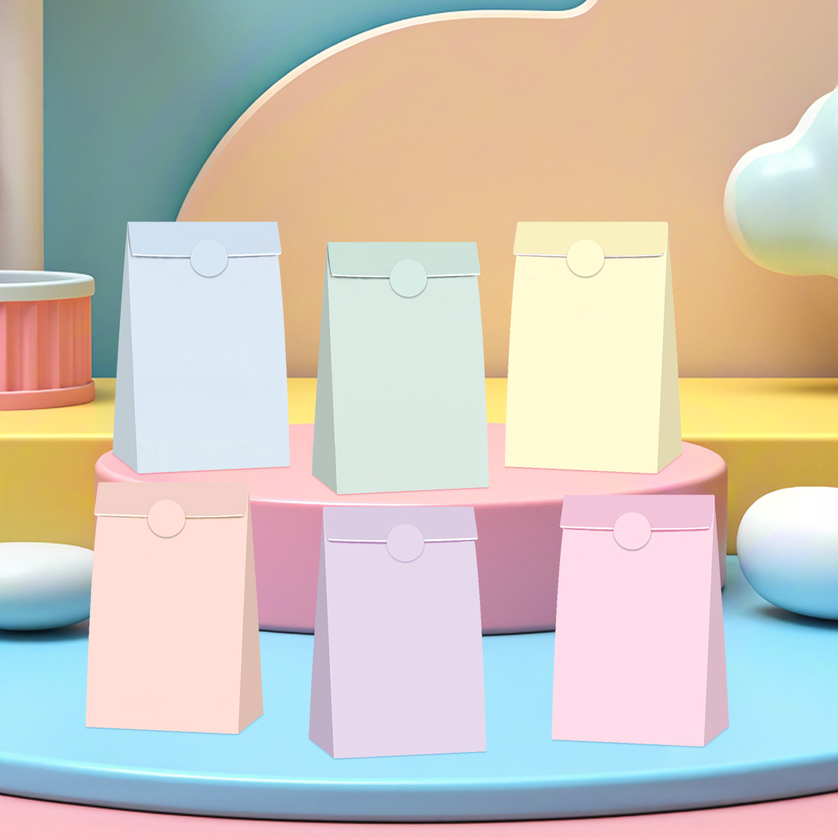 12개입 마카롱 6종 혼합 (스티커 포함); 크라프트지; 12*8*21