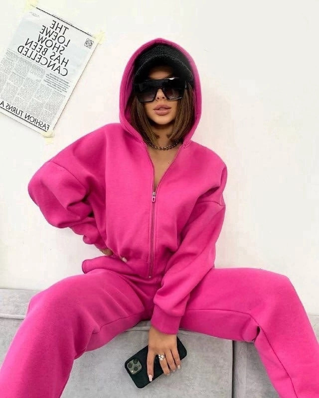 Ensembles De Hoodies Des Femmes Manche Longue Décontractée Couleur Unie display picture 16