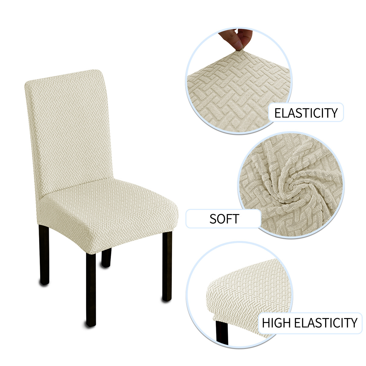 Jacquard transfronterizo elástico en forma de T estriado cubierta de silla impermeable a prueba de agarre gato cubierta de silla de comedor de hotel doméstico TEMU