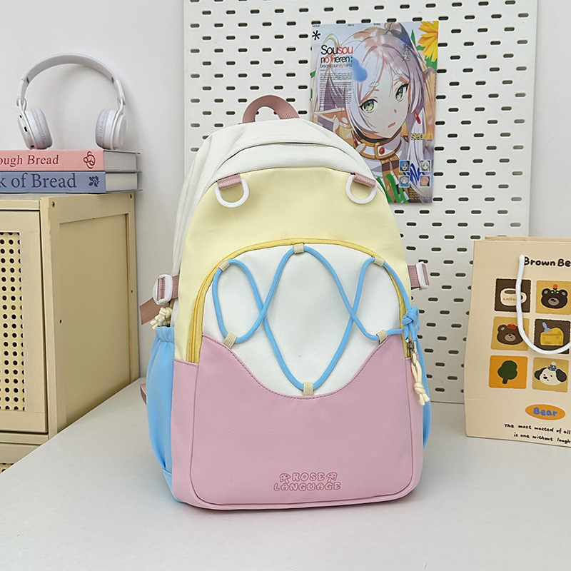Mochila escolar de todo fósforo para niña fresca, salida de primavera, mochila ligera y pequeña, mochila de estudiante de color de contraste, mochila escolar