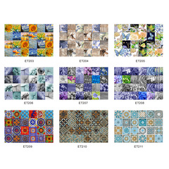 ET203-211 Glamorous Tile Sticker, Self-Adhesive Rustic Flower Mosaic Wall Decals for Antiqued Refurbishing Amazon