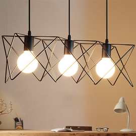 北欧个性楼梯创意艺术书房餐厅卧室灯具复古吧台loft铁艺工业吊灯