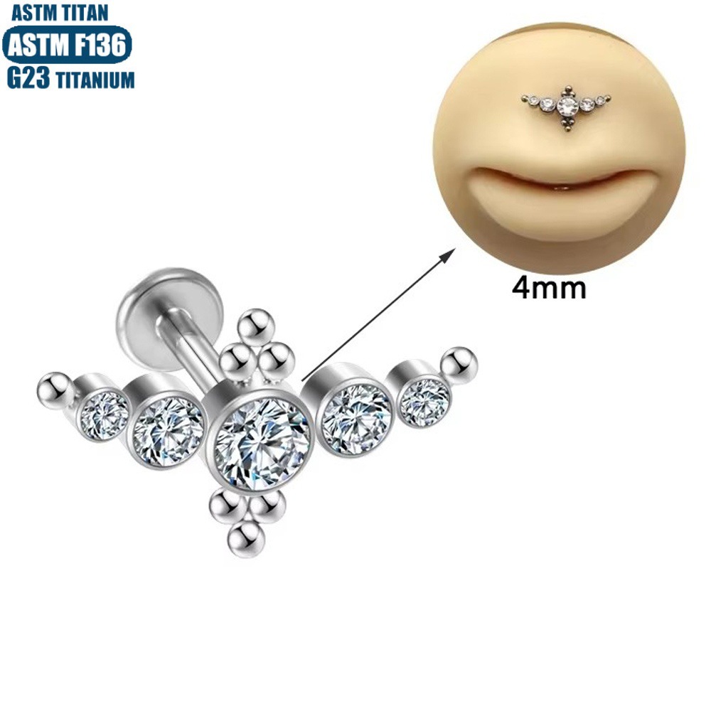 16G labret stud size and finish detail