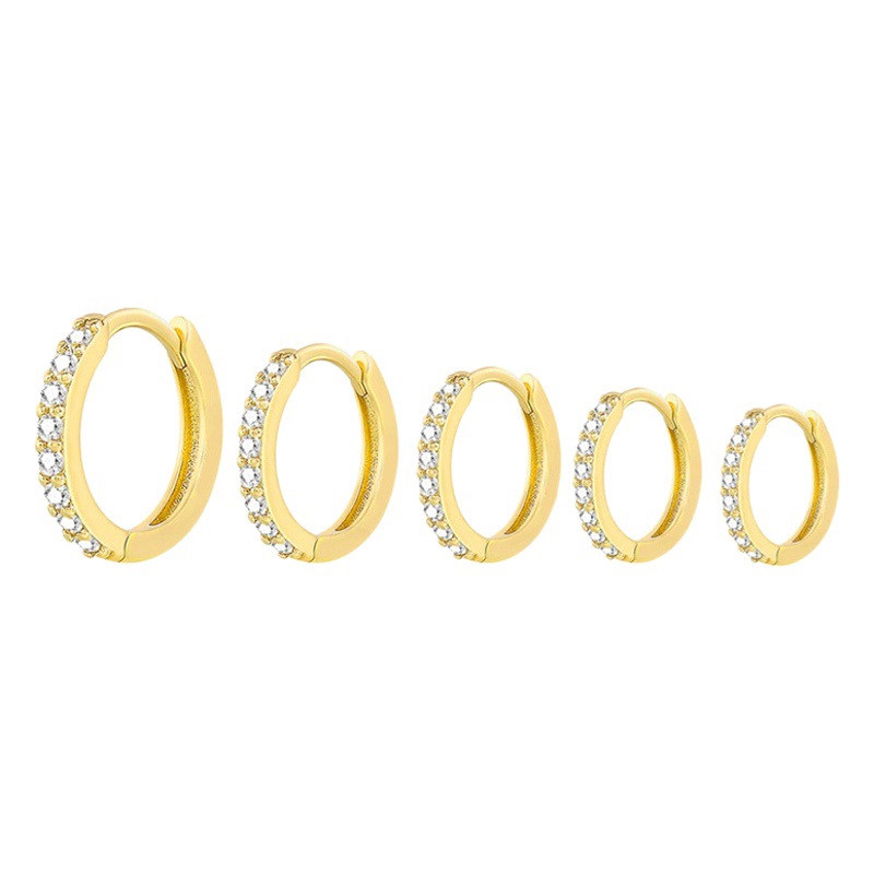 Nuevos pendientes transfronterizos de moda europea y americana de gama alta corona de diamantes llenos de diamantes pendientes de oro rosa pendientes geométricos para mujeres
