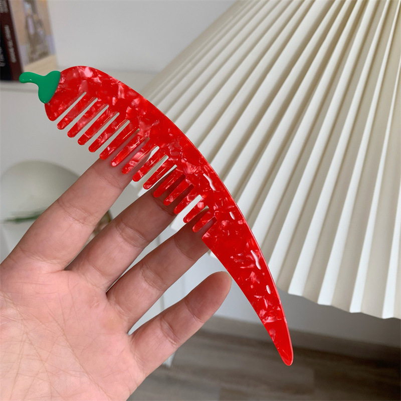 小众创意设计卡通水果食物造型的醋酸发梳随身携带中小号梳i子|undefined