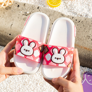 Children's Slippers New Cartoon Rabbit Cute Home Sandals and Slippers Summer Thick Bottom Comfortable Outer Wear One-Word Slippers