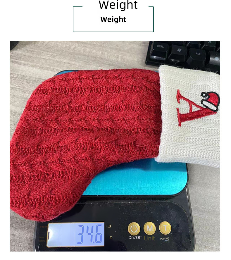 Kannerdagsbedürfnisser dekorativ gestrickte Socken Wollossocken gestickte Kanner-Séissegkeeten-Cadeau-Tütchen Bréif Chrëschtsocken-Cadeau-Tütchen_voghion.com
