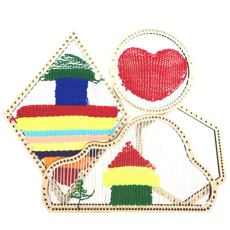 Kindergarten niños hechos a mano material de producción bricolaje área del paquete creativo tejido máquina de tejer tapiz educativo Decoración