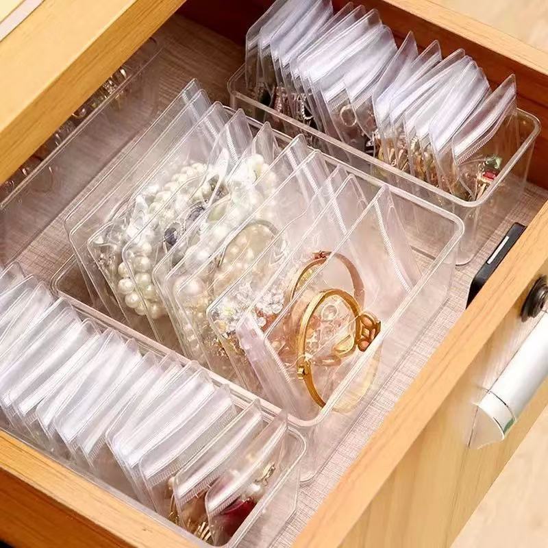 ジュエリー収納ボックス抗酸化大容量透明プラスチック多層ネックレスリングジュエリー収納包装ボックス蓋付き|undefined