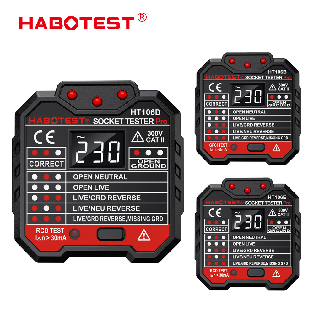 Huabo HT106D/HT106B/HT106E socket tester European standard American and European line tester HABOTEST