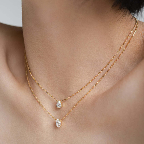 Niche Design Diamond Necklace Waterdrop Egg Oval Single Pendant Layered Stylish and Chic Necklace Wholesale
