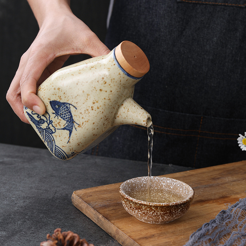 New Chinese style ceramic oil pot noodle restaurant commercial seasoning bottle kitchen dipping pot soy sauce bottle chili vinegar bottle small wine pot