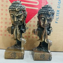 批发黄铜精品仿古做旧 古铜色  佛魔一念之间摆件  铜佛魔工艺品