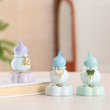 陶瓷转转乐葫芦摆件网红结晶釉陶瓷转转底座装饰品工艺品茶宠送礼